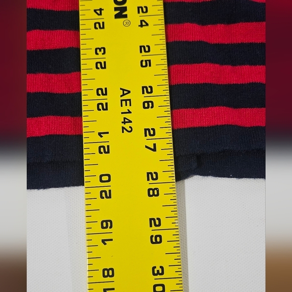 Susan Graver Striped Cotton Rayon Nylon Sweater (Navy/Red, Size 1X) A372460 B8 - Picture 5 of 5